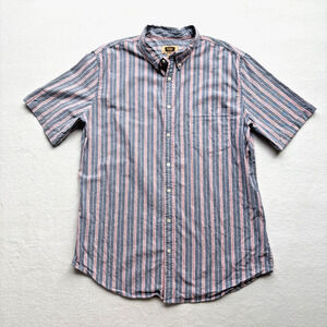 The Foundry Supply Co Men XLT Tall Short Sleeve Shirt Red Stripes 100% Cotton